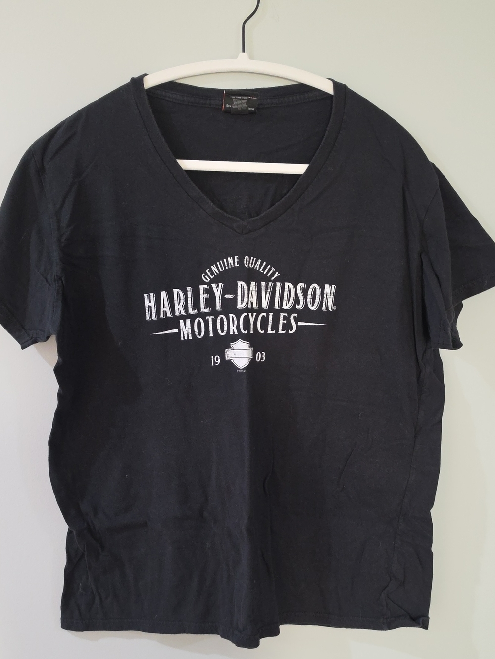 Harley-Davidson Black V-Neck Tee with White Logo